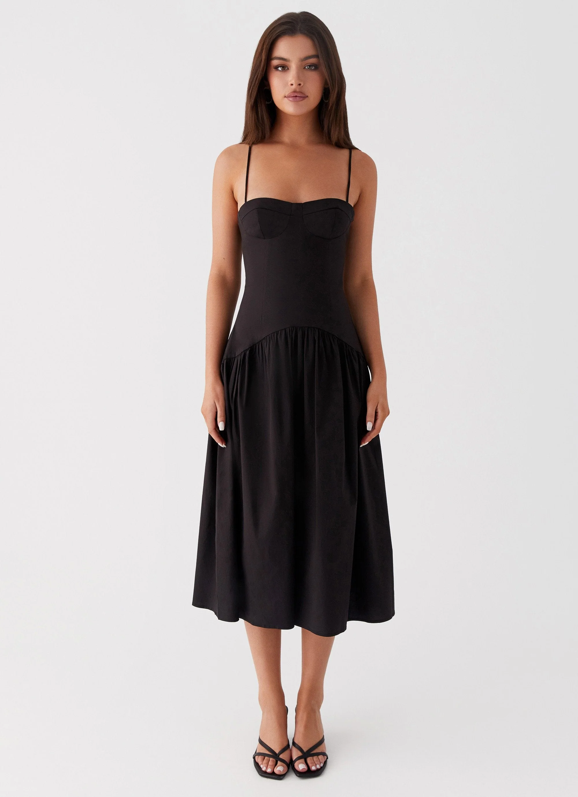Yvette Corset Midi Dress - Black - Image 6