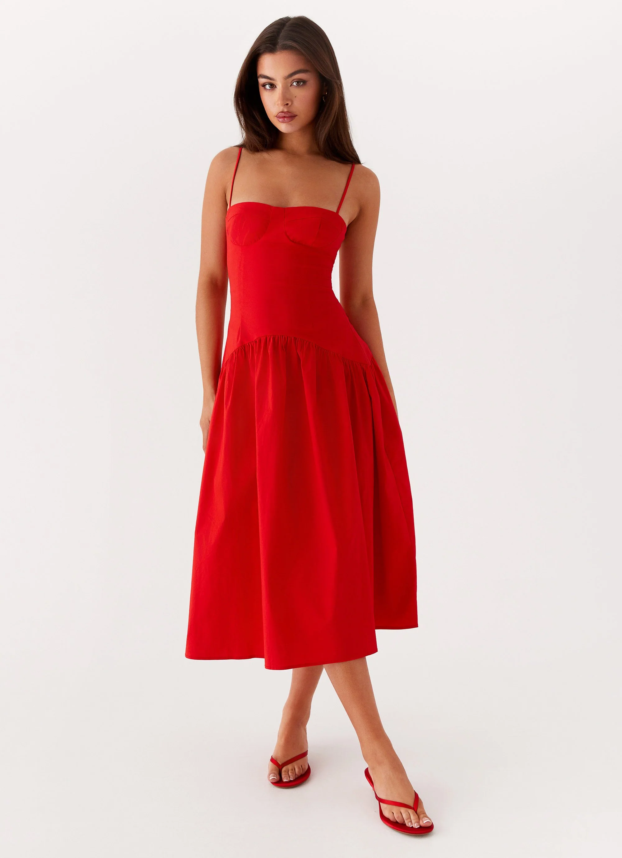 Yvette Corset Midi Dress - Red - Image 5