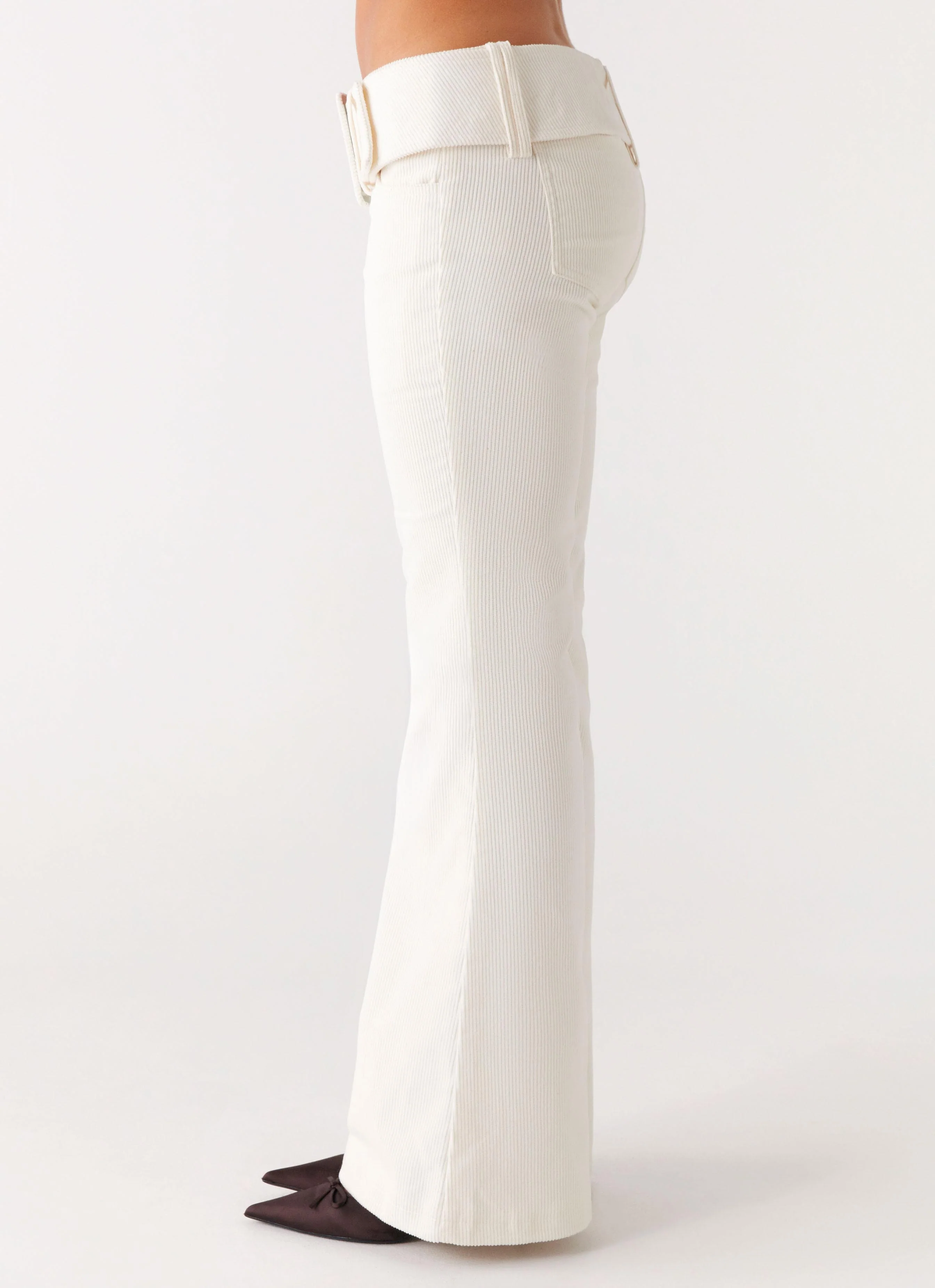 Zadie Low Rise Cord Jeans - Pearl - Image 3