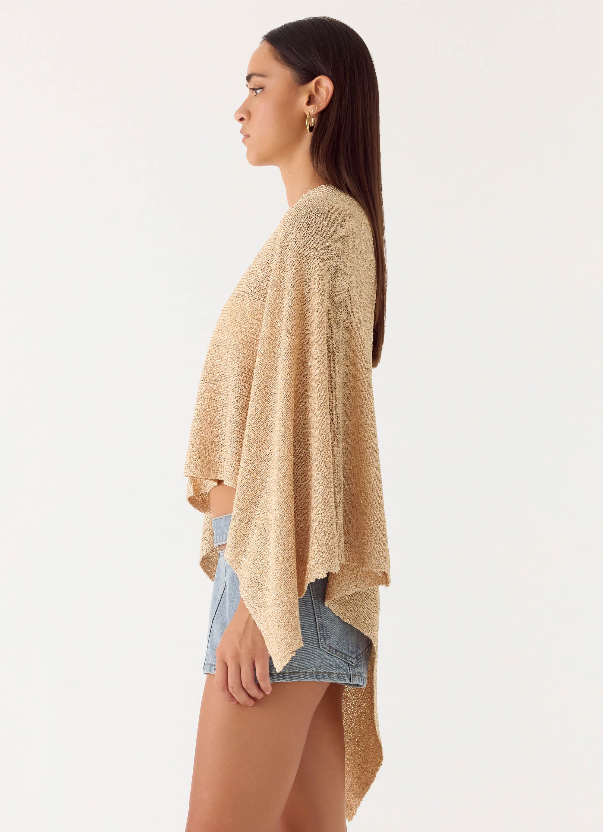 Zaire Infinity Multiway Knit Cape - Shimmer Gold - Image 2
