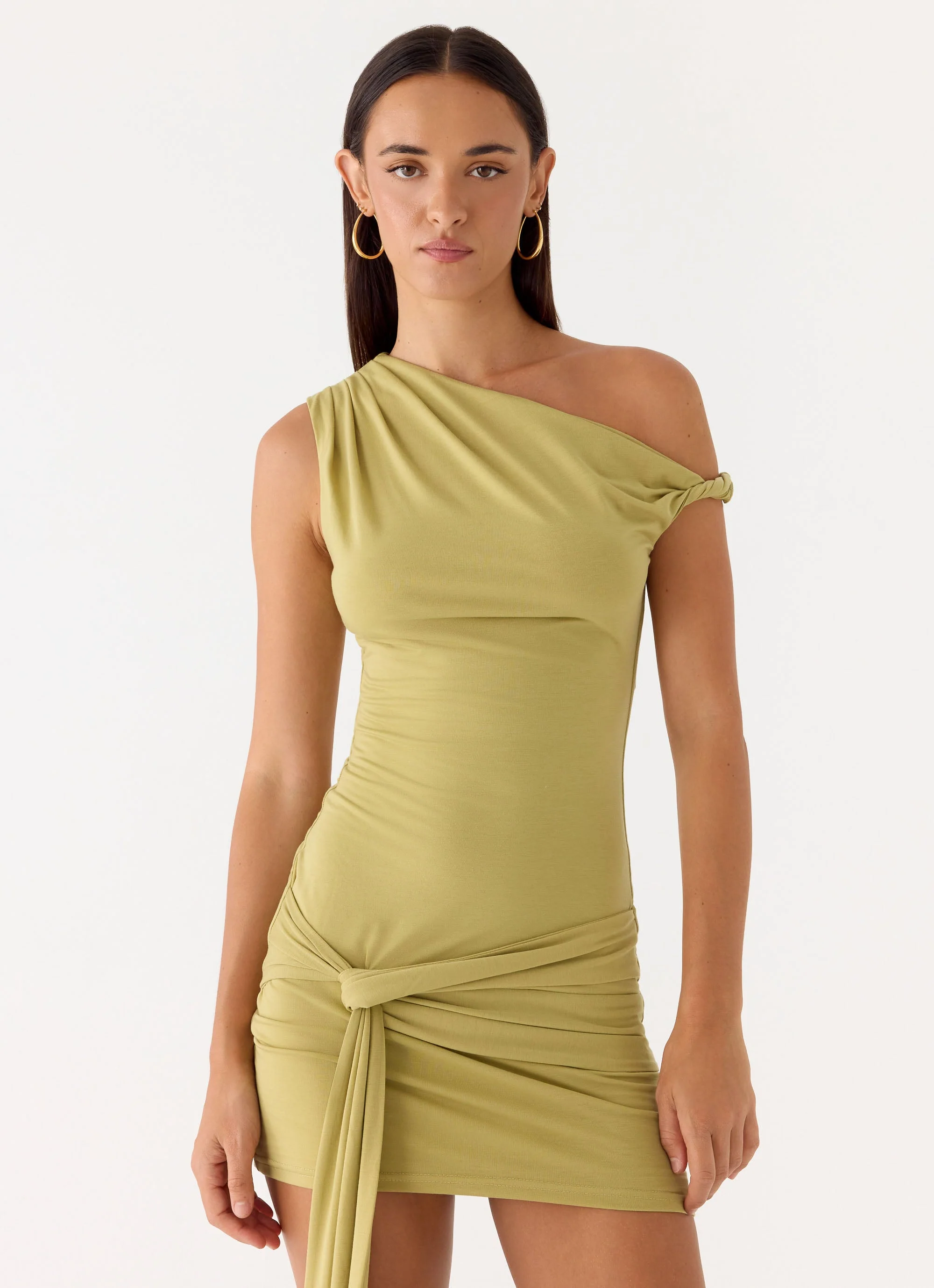 Zander Mini Dress - Green Olive - Image 5