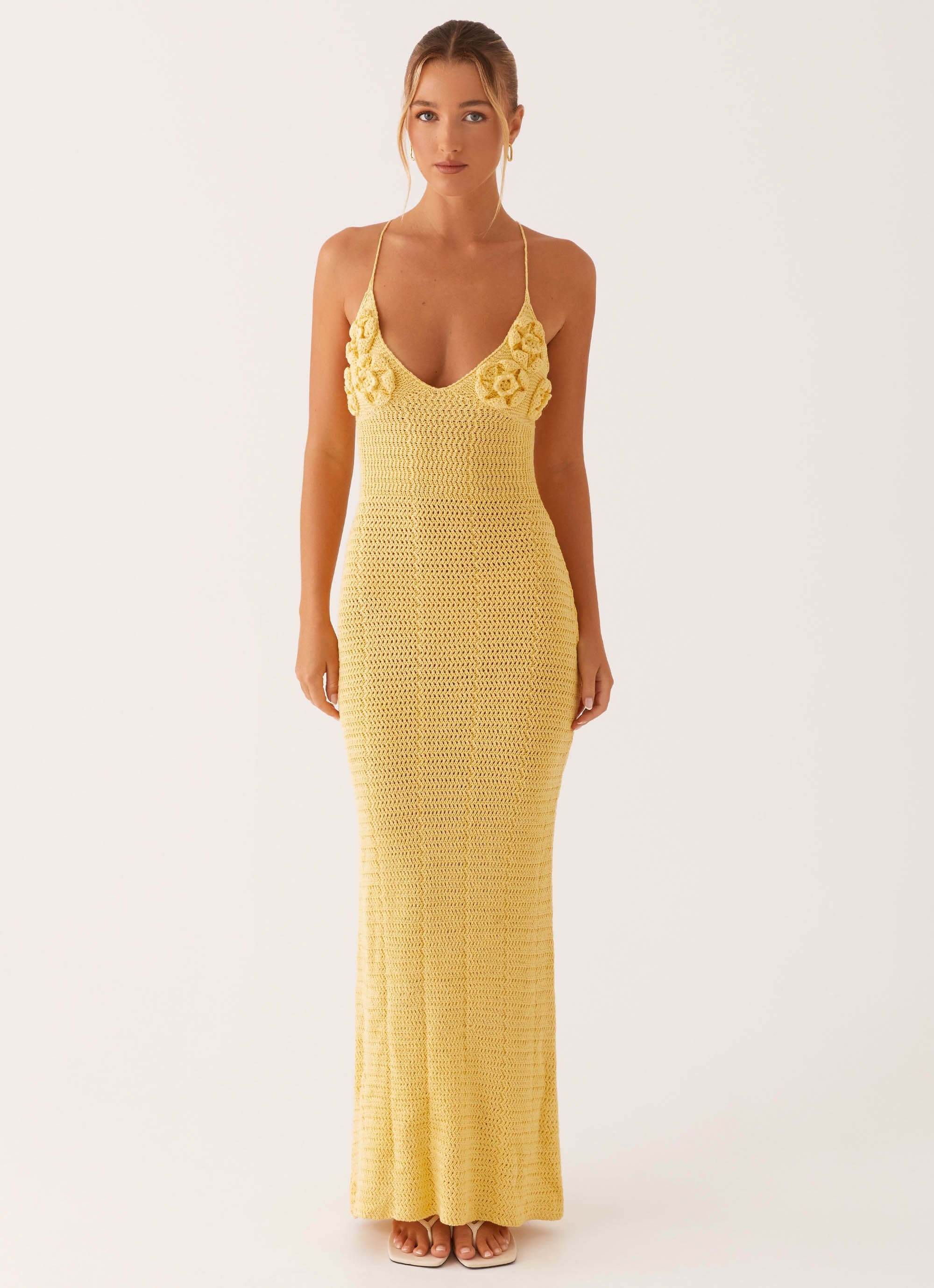 Zara Rose Crochet Maxi Dress - Yellow - Image 2