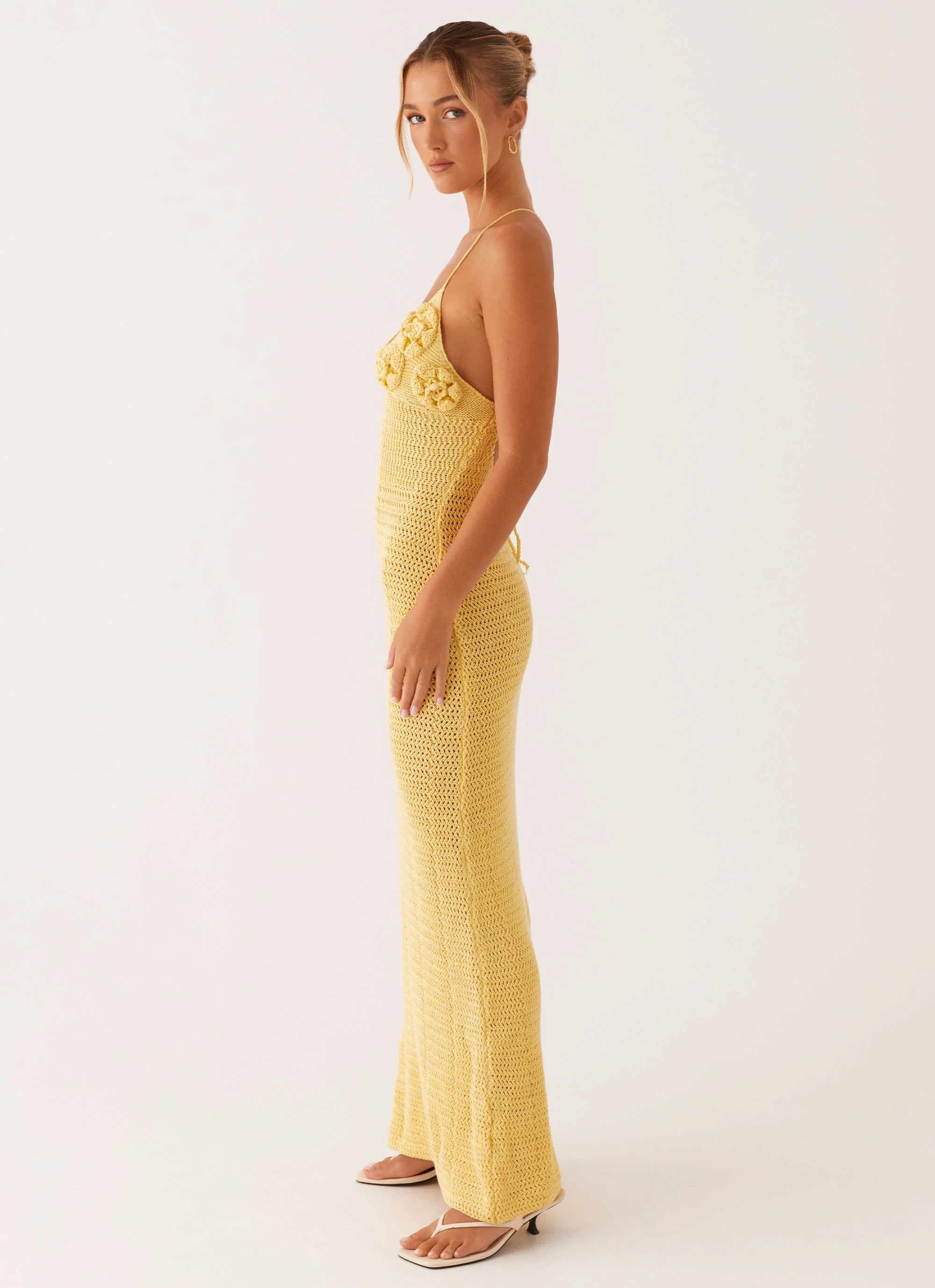 Zara Rose Crochet Maxi Dress - Yellow - Image 3