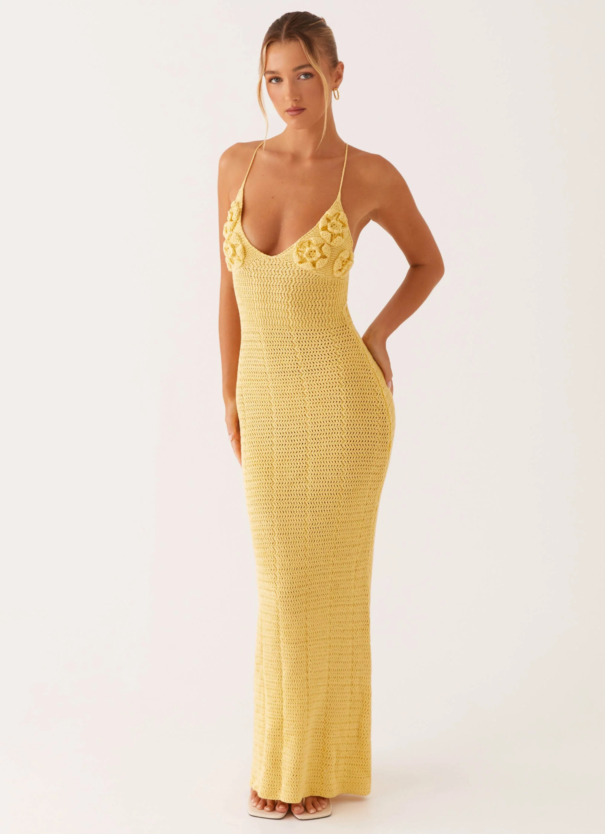 Zara Rose Crochet Maxi Dress - Yellow - Image 6