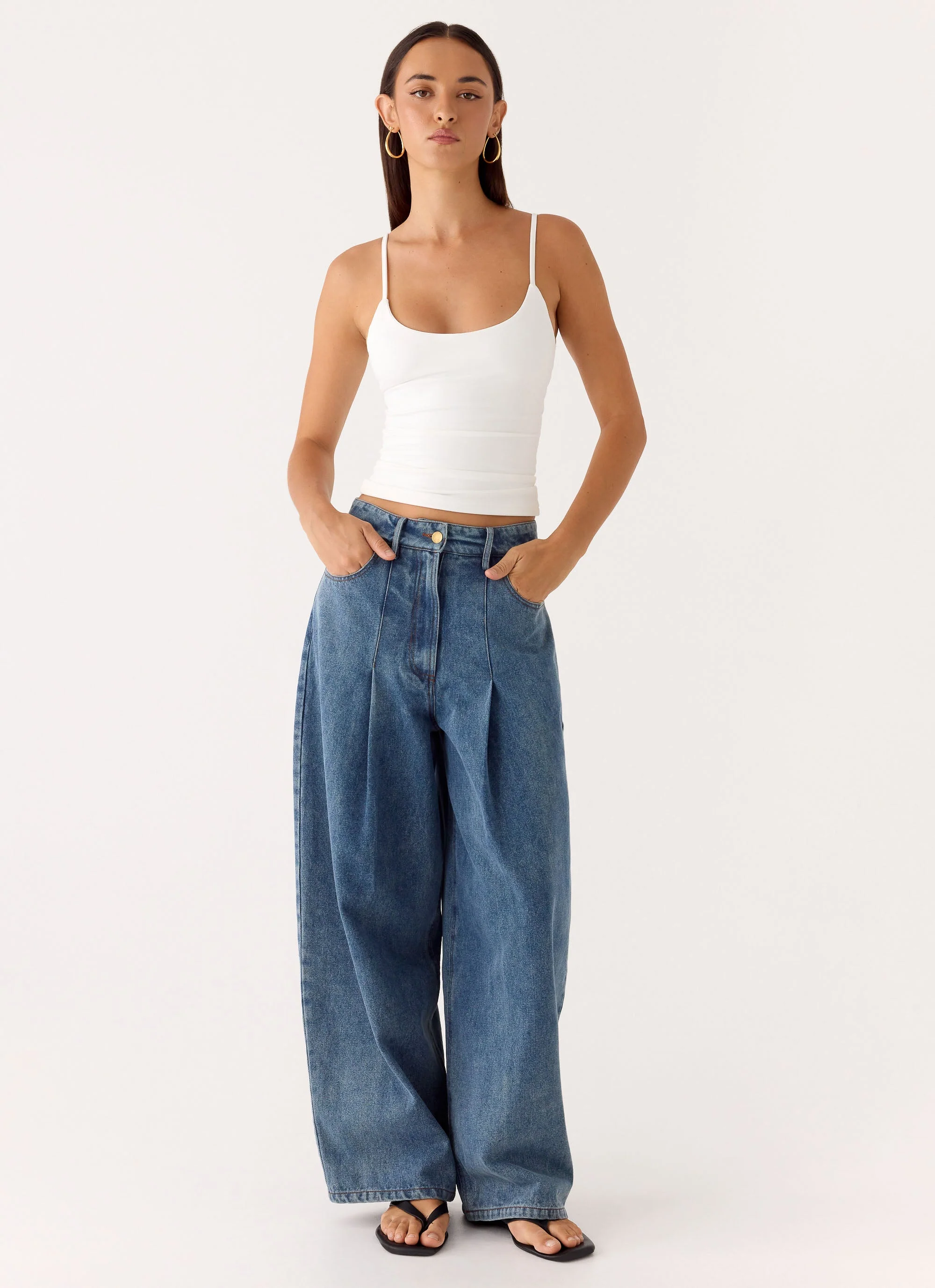 Zayn Pleated Denim Jeans - Light Wash Blue - Image 6
