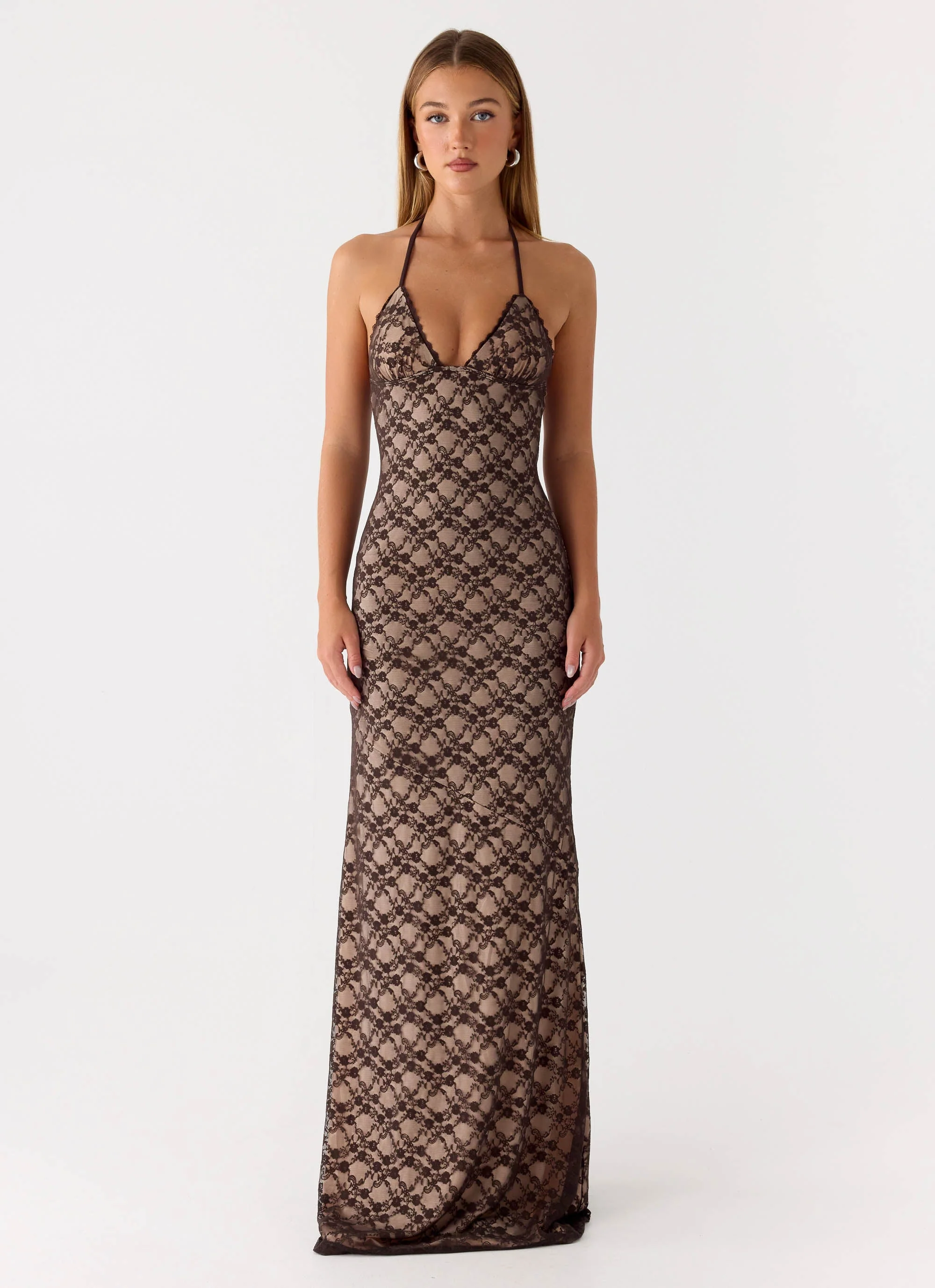 Zecca Lace Maxi Dress - Chocolate - Image 2