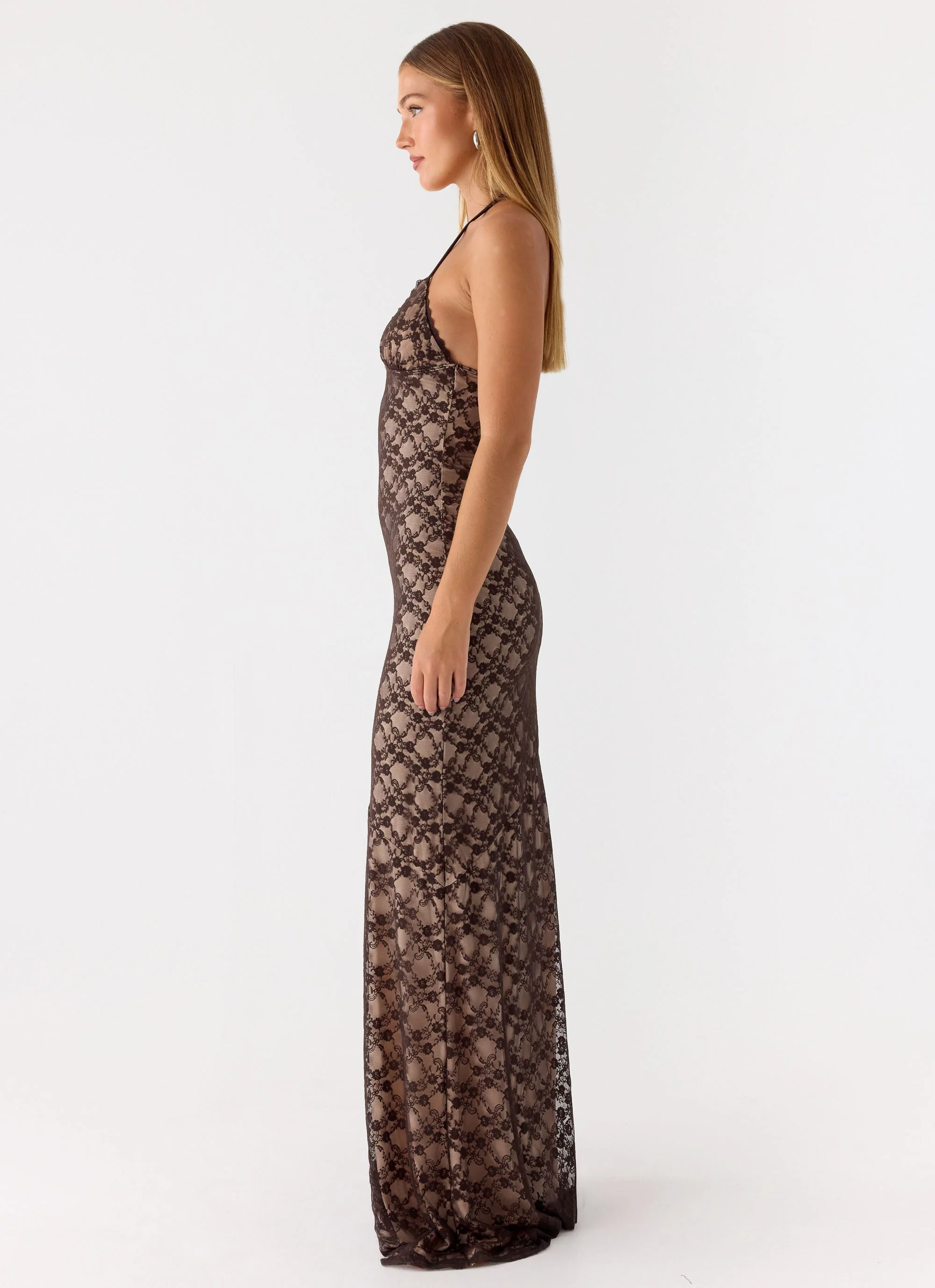 Zecca Lace Maxi Dress - Chocolate - Image 3
