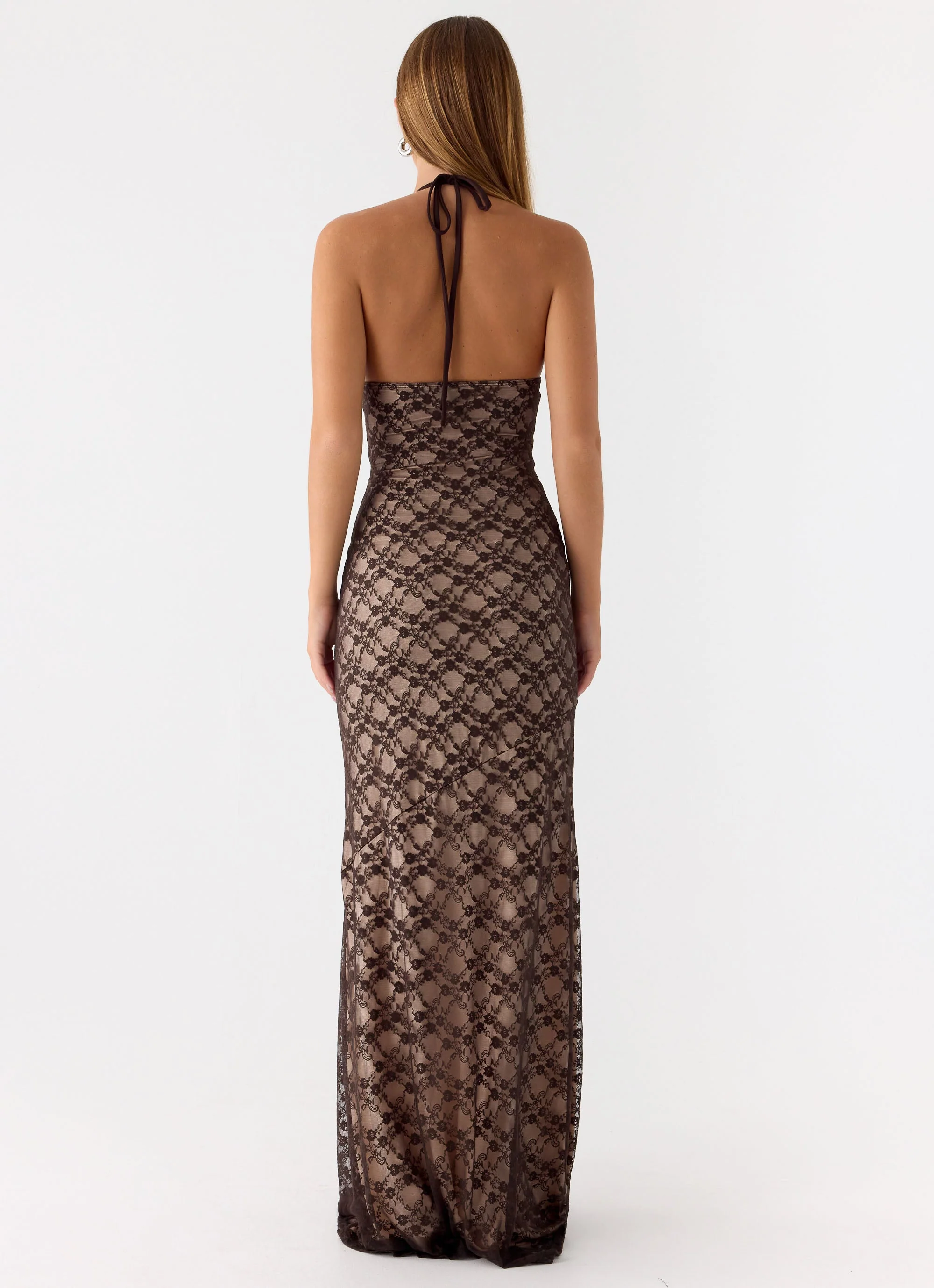 Zecca Lace Maxi Dress - Chocolate - Image 4