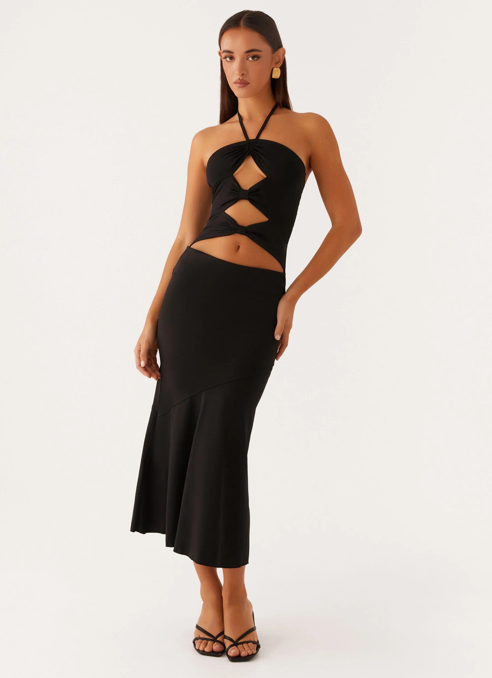 Zena Halterneck Midi Dress - Black - Image 5