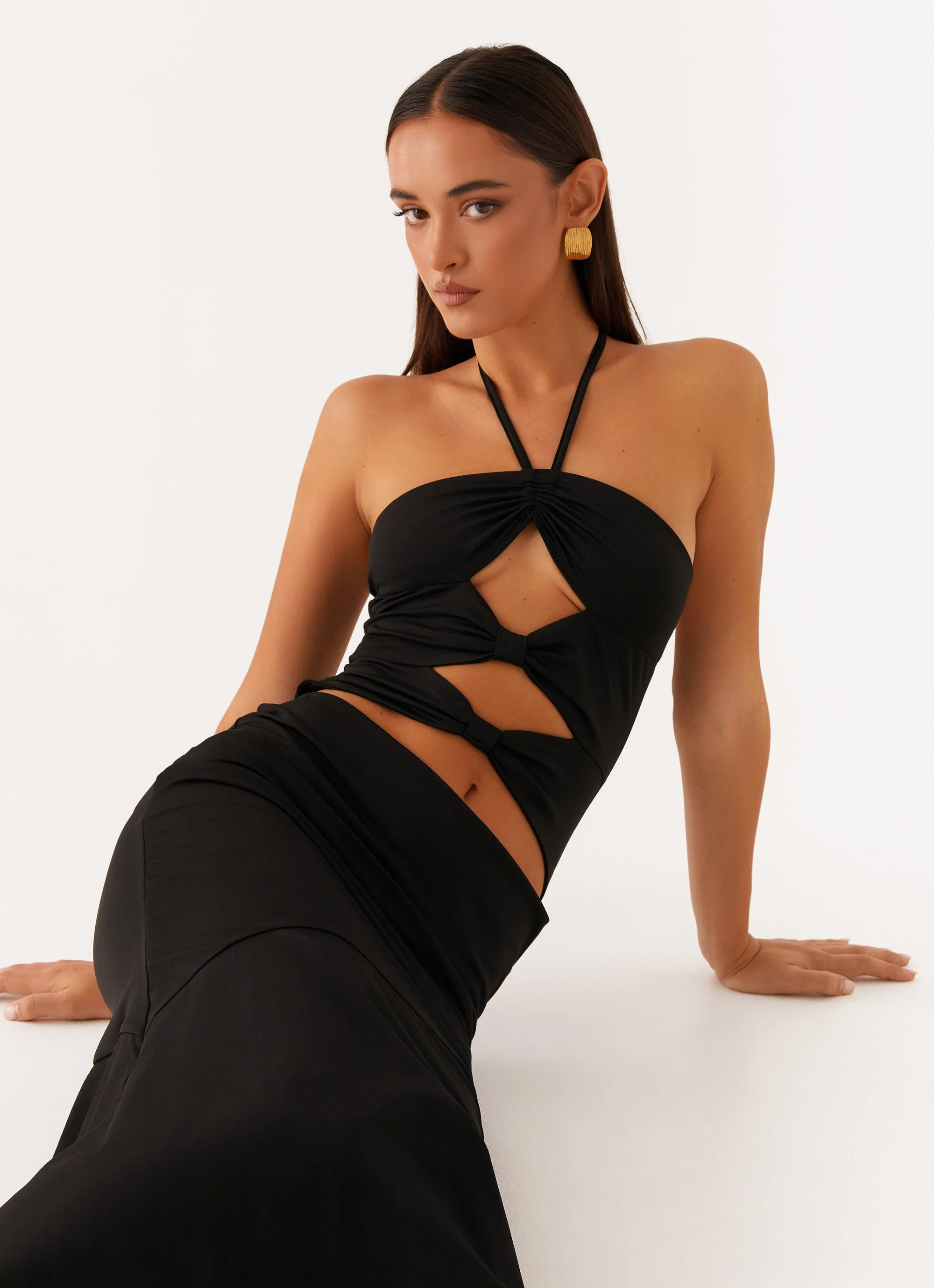 Zena Halterneck Midi Dress - Black - Image 6