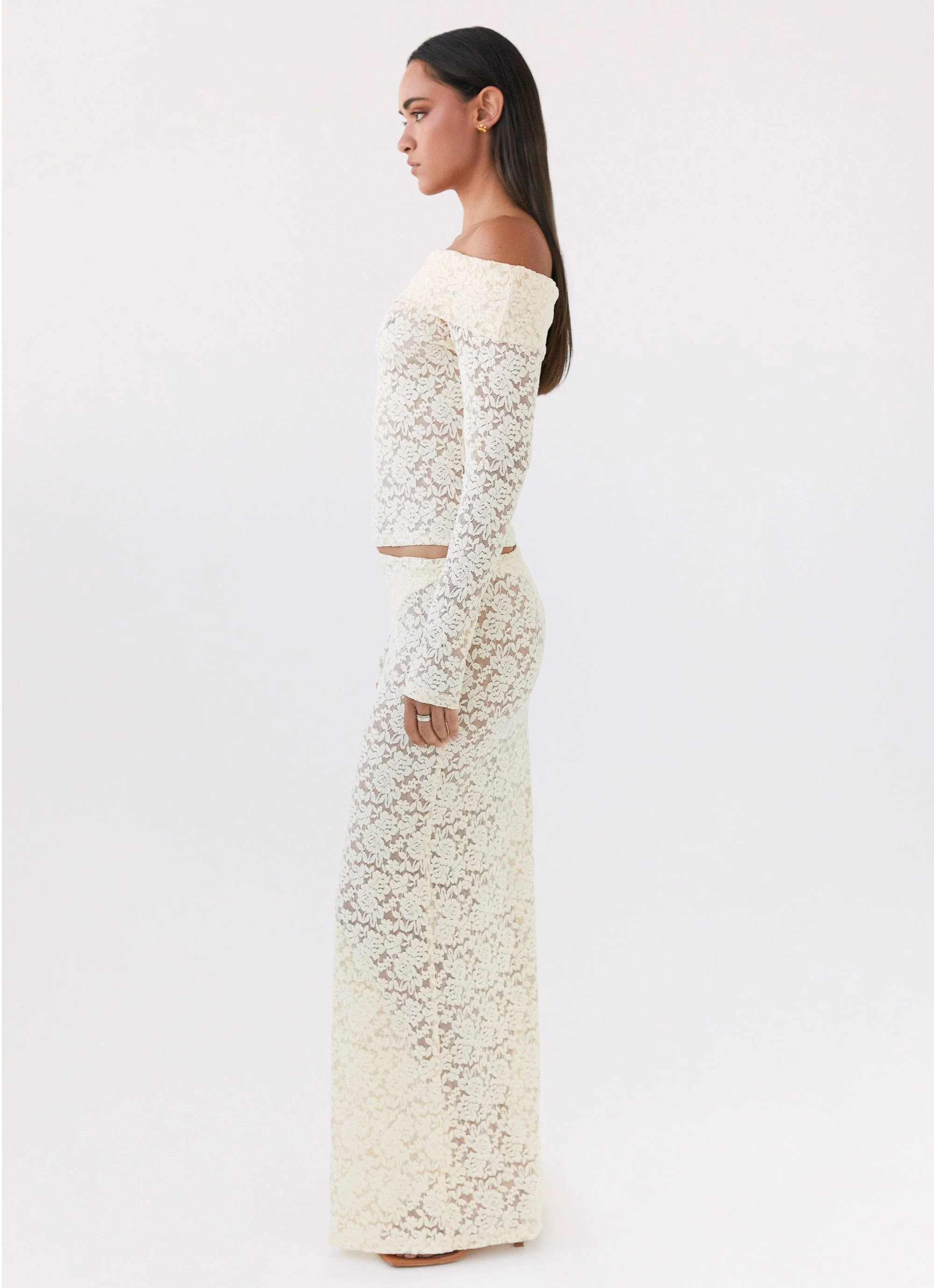 Zephyra Lace Long Sleeve Top - Natural - Image 3