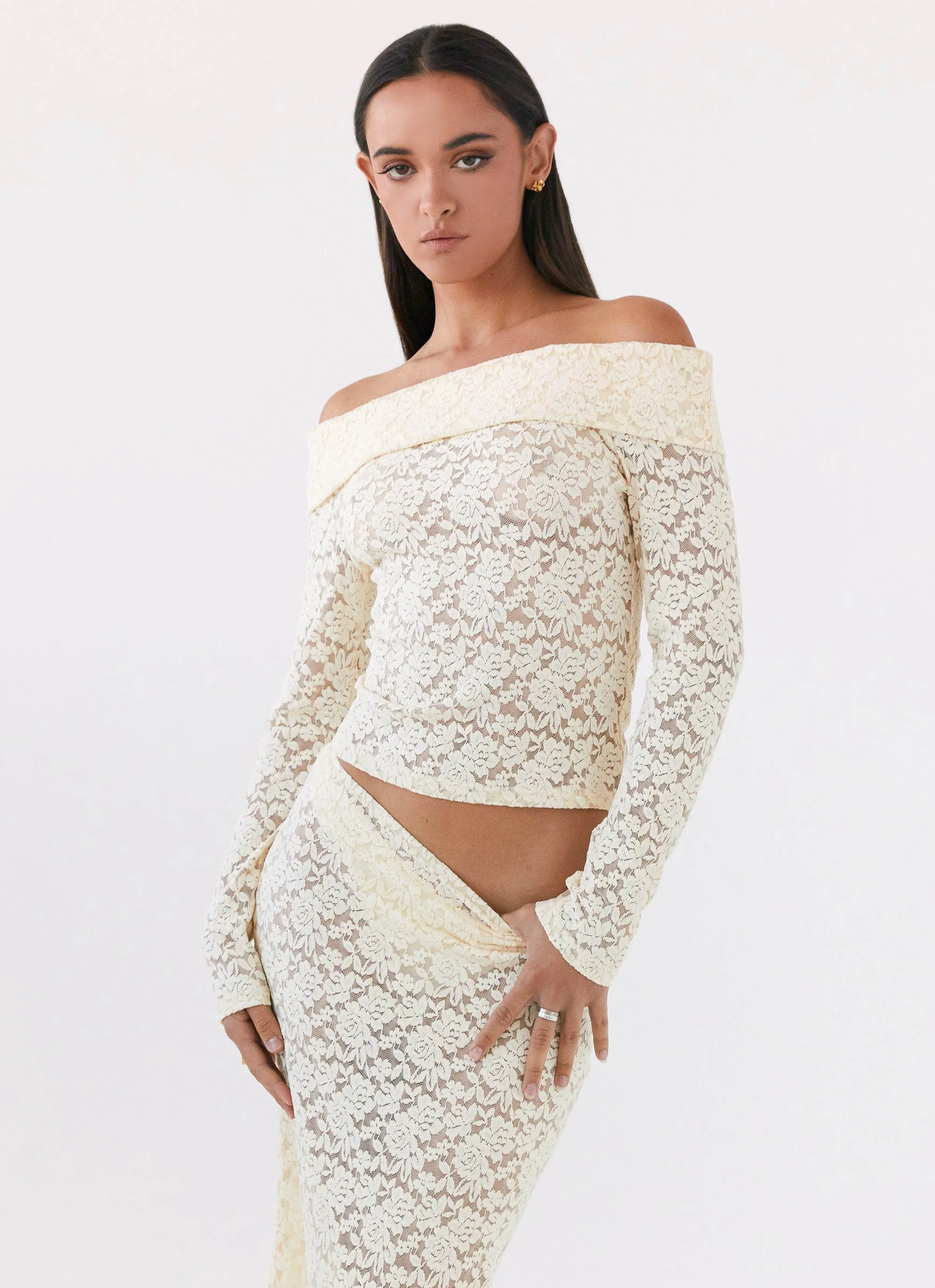 Zephyra Lace Long Sleeve Top - Natural - Image 5