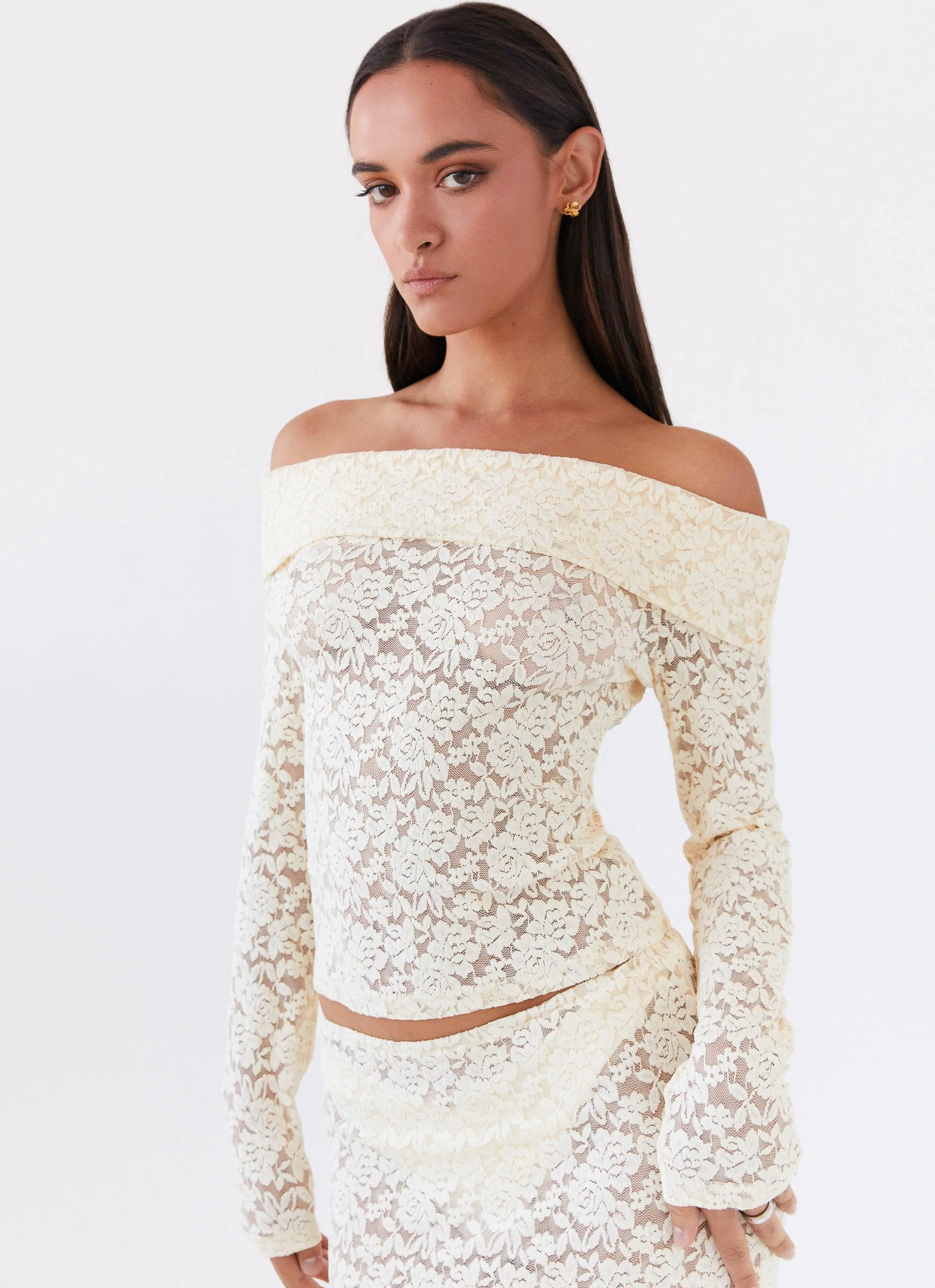 Zephyra Lace Long Sleeve Top - Natural - Image 6