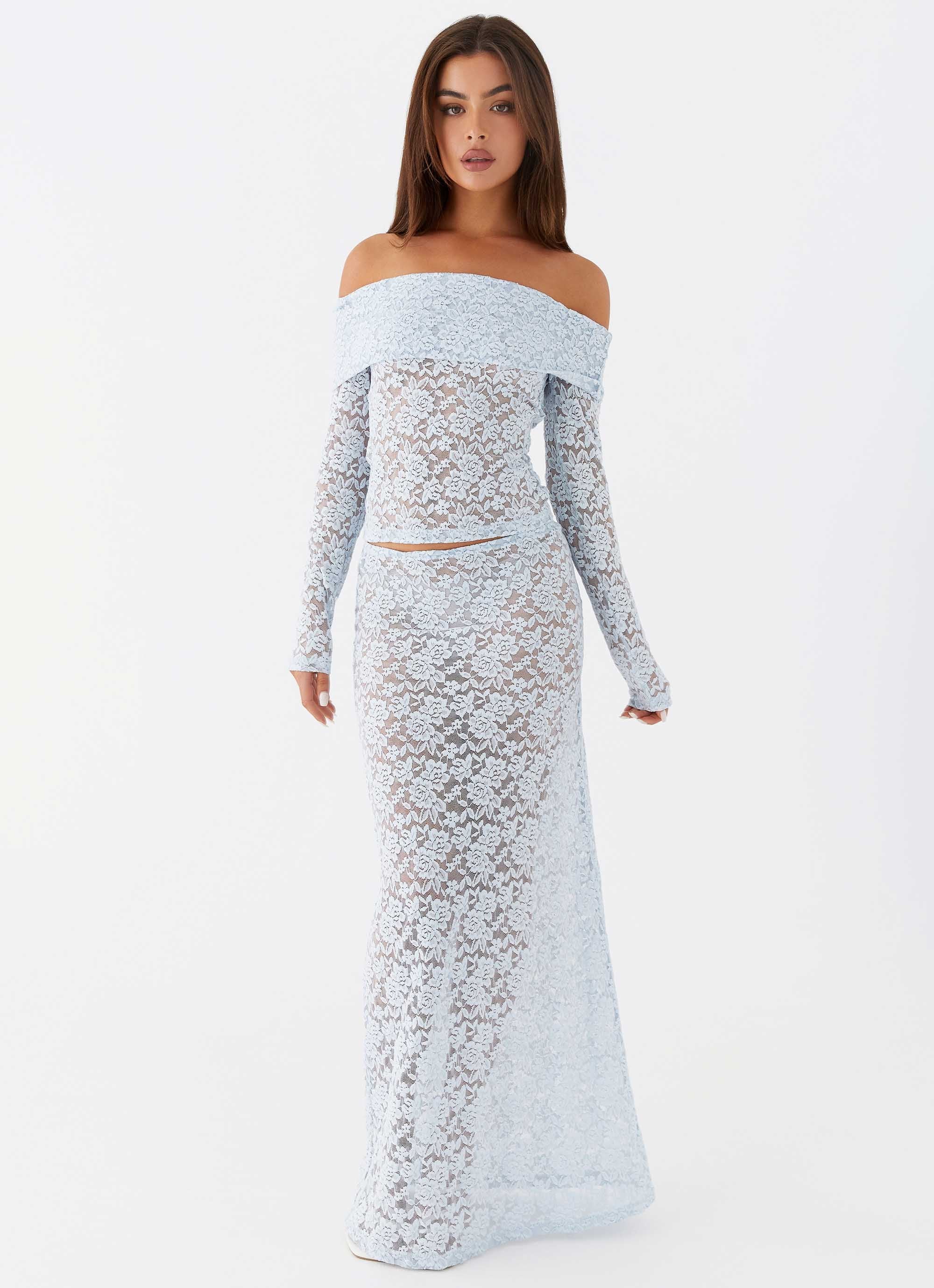 Zephyra Lace Maxi Skirt - Blue Cloud - Image 2