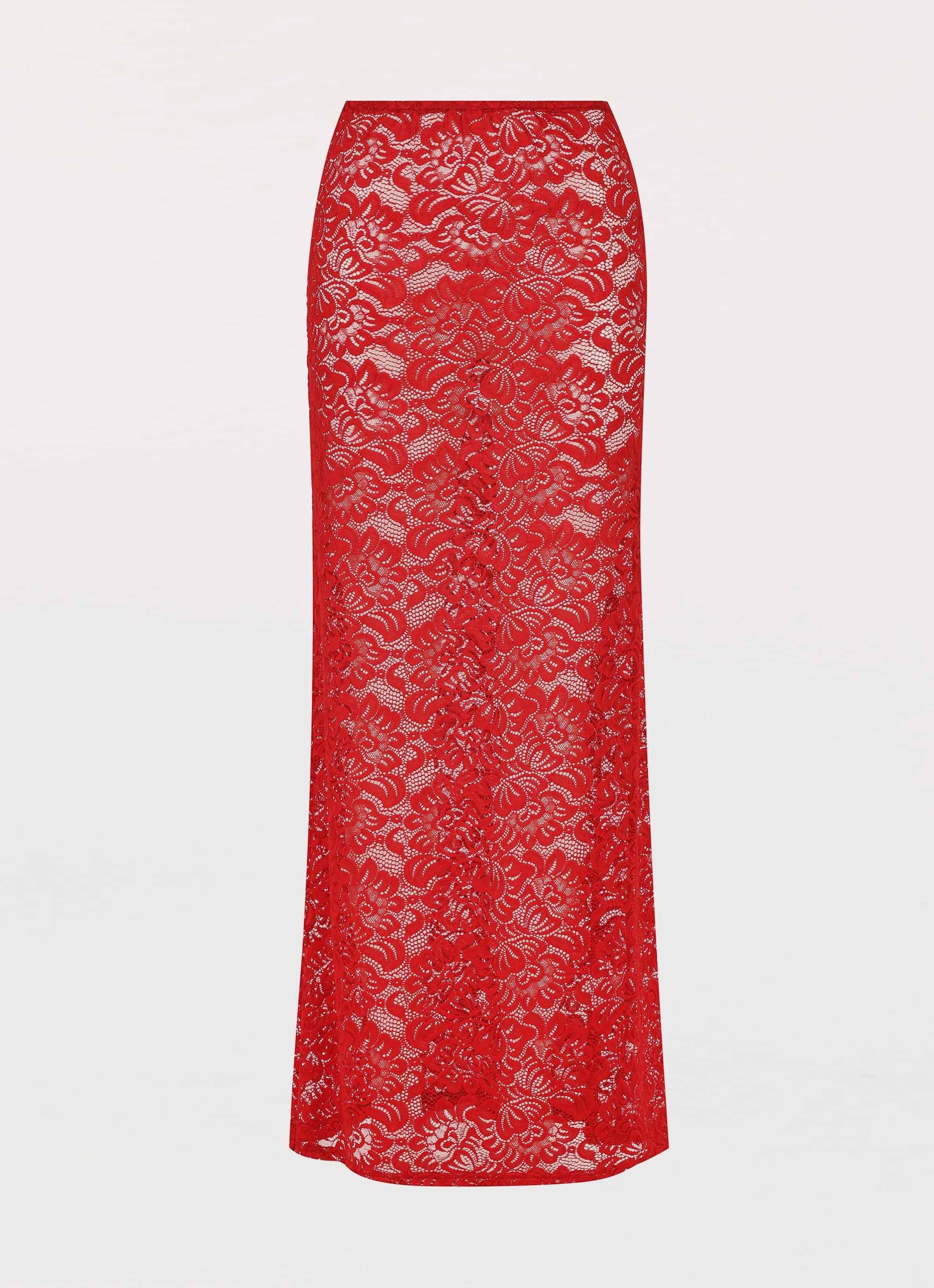 Zephyra Lace Maxi Skirt - Red - Image 2