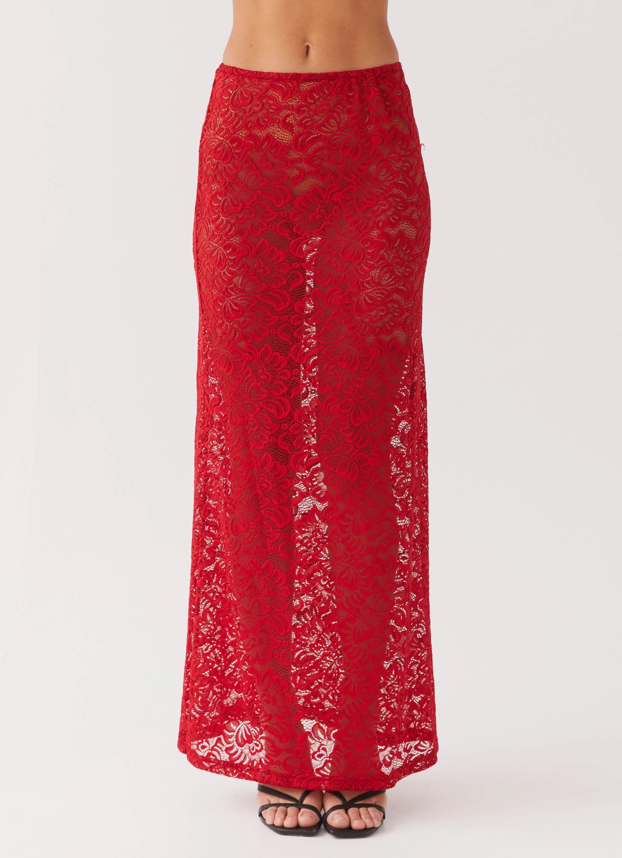 Zephyra Lace Maxi Skirt - Red - Image 5