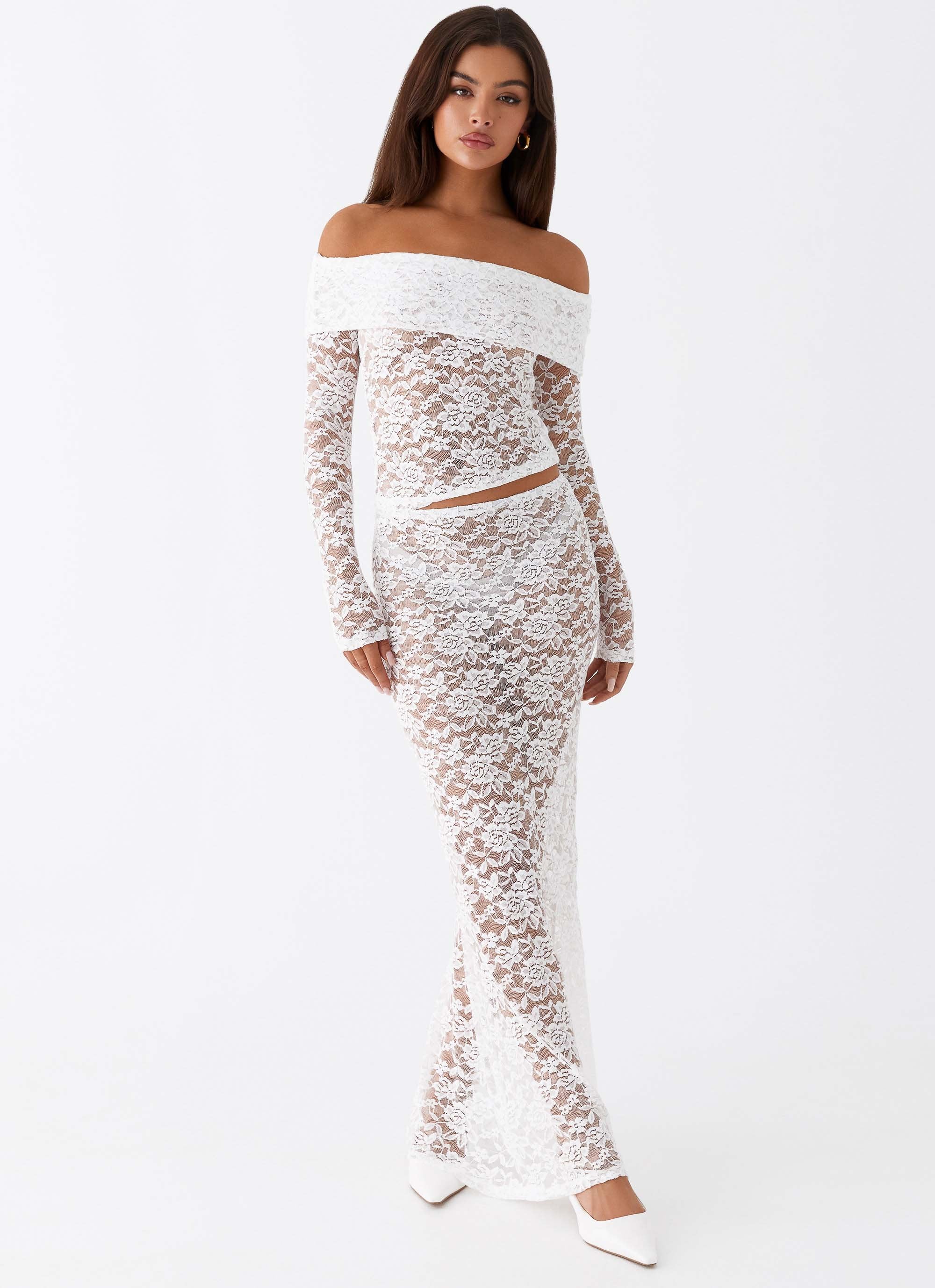 Zephyra Lace Maxi Skirt - White - Image 3