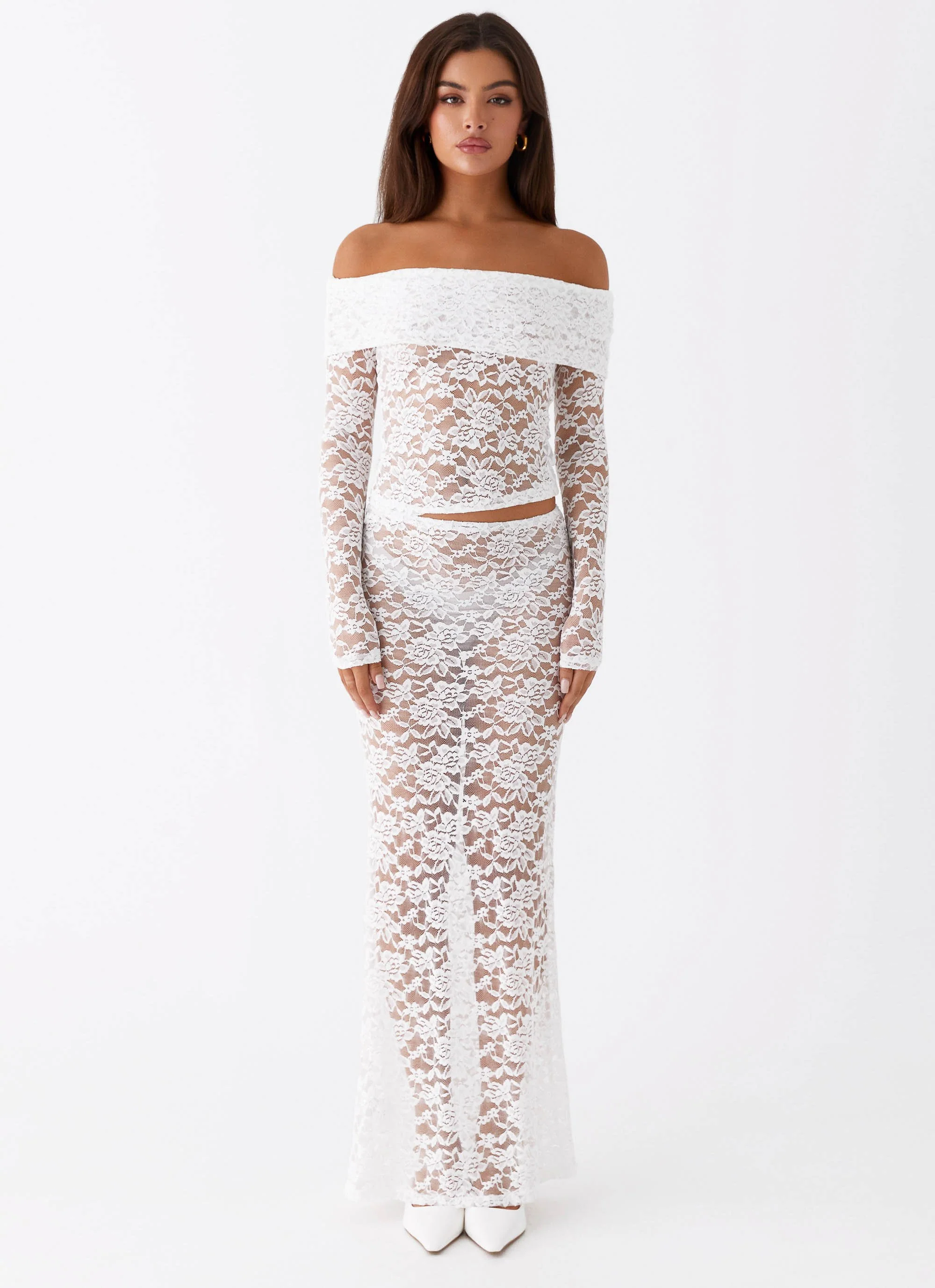 Zephyra Lace Maxi Skirt - White - Image 4