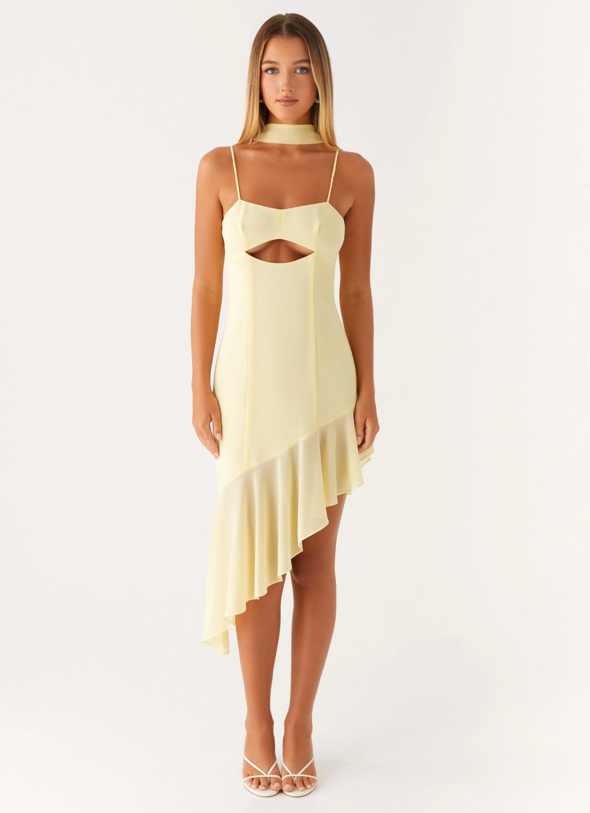 Zesty Asymmetrical Midi Dress - Yellow - Image 2