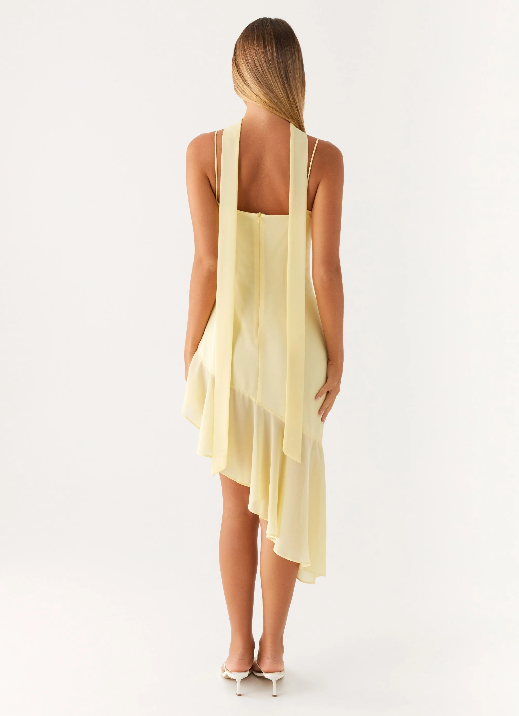 Zesty Asymmetrical Midi Dress - Yellow - Image 4