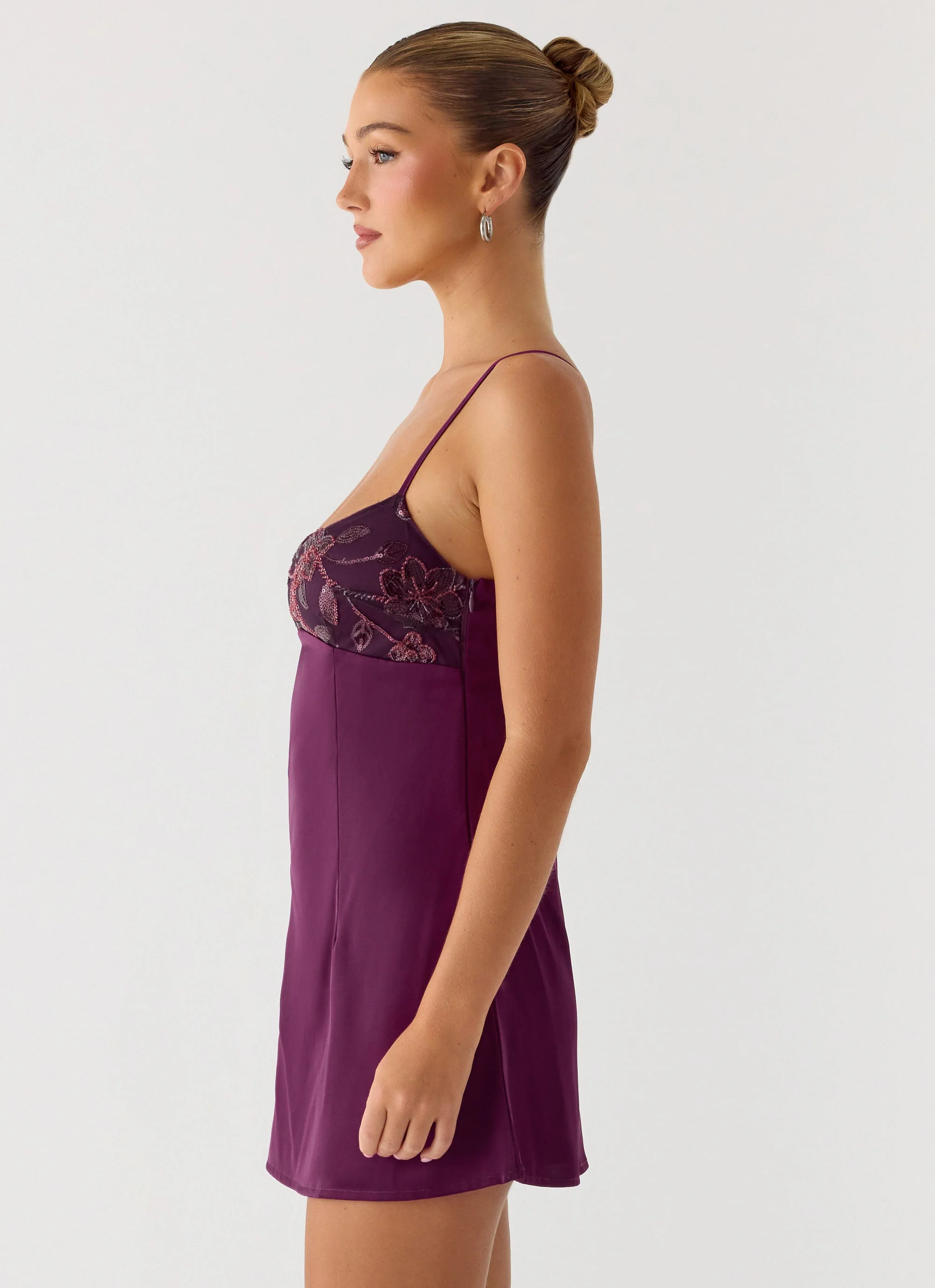 Zion Beaded Micro Mini Dress - Mulberry - Image 5