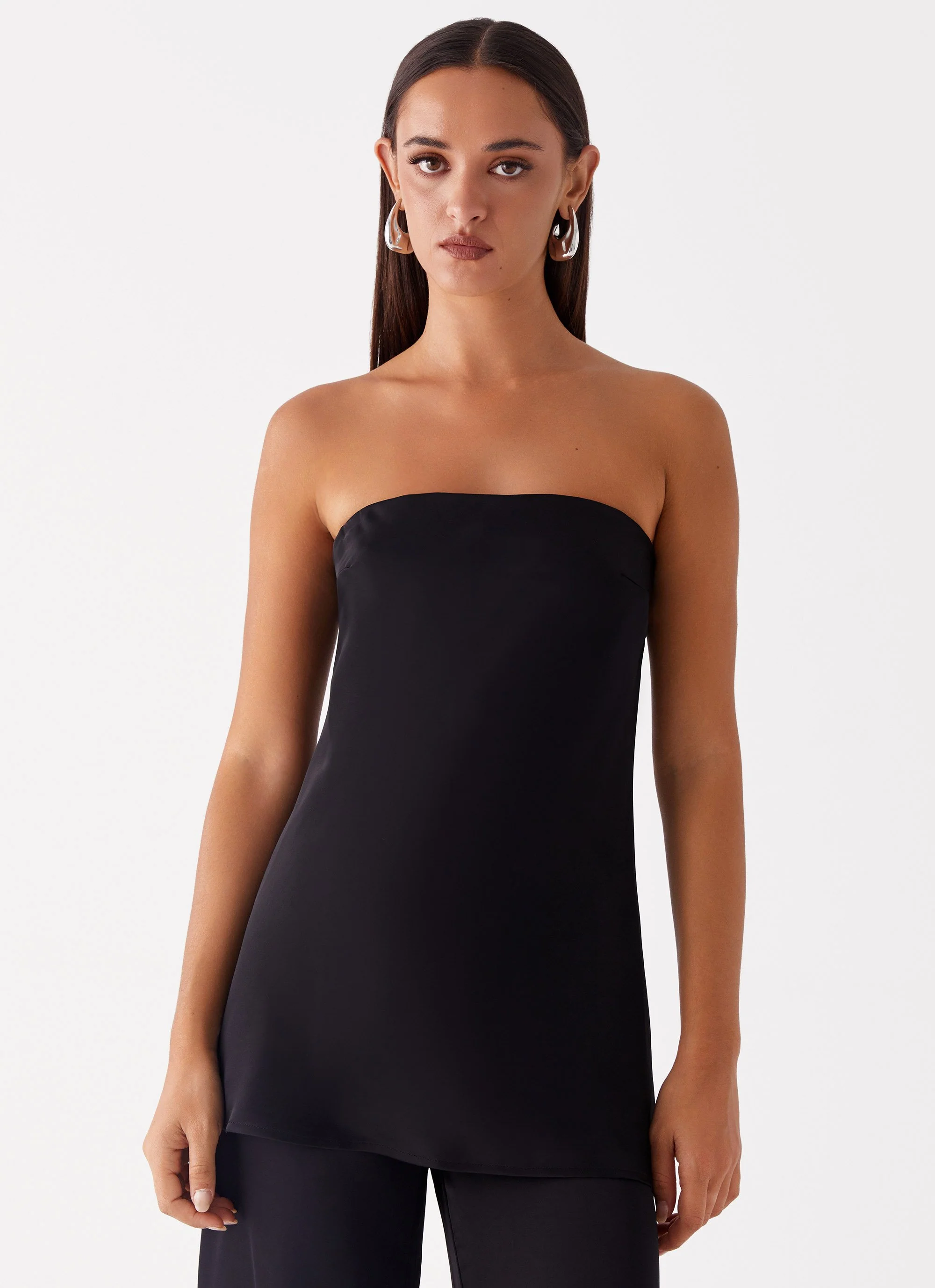 Zoey Satin Tube Top - Black - Image 5