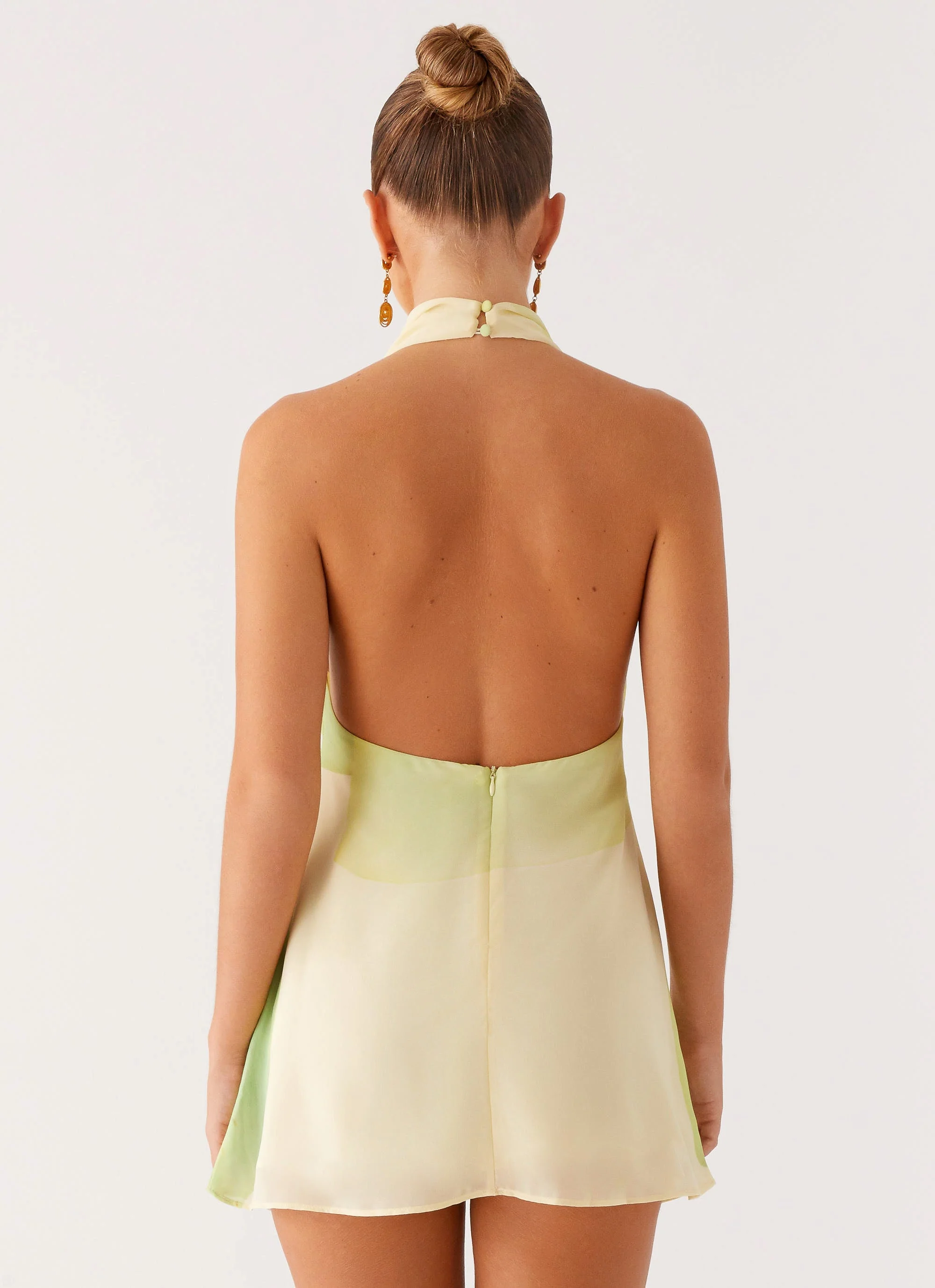 Zofia Cowl Neck Mini Dress - Green Floral - Image 5